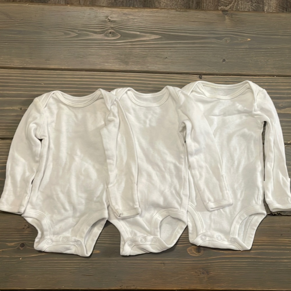 Carter's White Long Sleeve Bodysuits Size Newborn